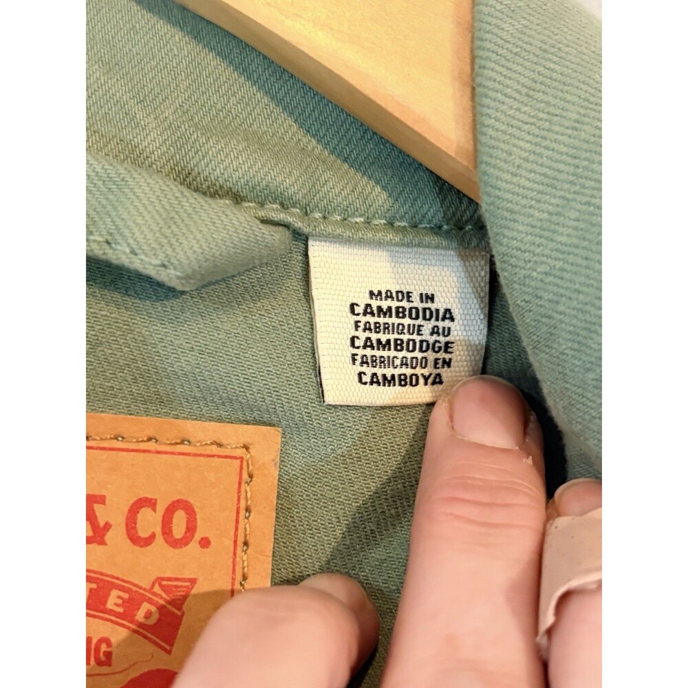 Levi’s Men’s Trucker Jacket Large Sage Green Denim Button Front Red Tab L - Picture 5 of 10